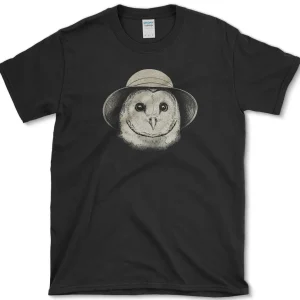 Barn Owl With Hat Graphic T-Shirt 5 owl in sun hat t shirt essential tees s black essential tees barn owl with hat essential tees premium graphic apparel 1256619771