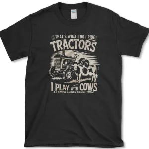ride tractors t shirt essential tees s black essential tees tractor cow lover essential tees farm humor apparel 1256619799