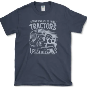 ride tractors t shirt essential tees s navy essential tees tractor cow lover essential tees farm humor apparel 1256619790