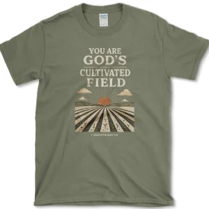 god s cultivated field t shirt essential tees s military green essential tees god s cultivated field tee christian apparel 1256619838