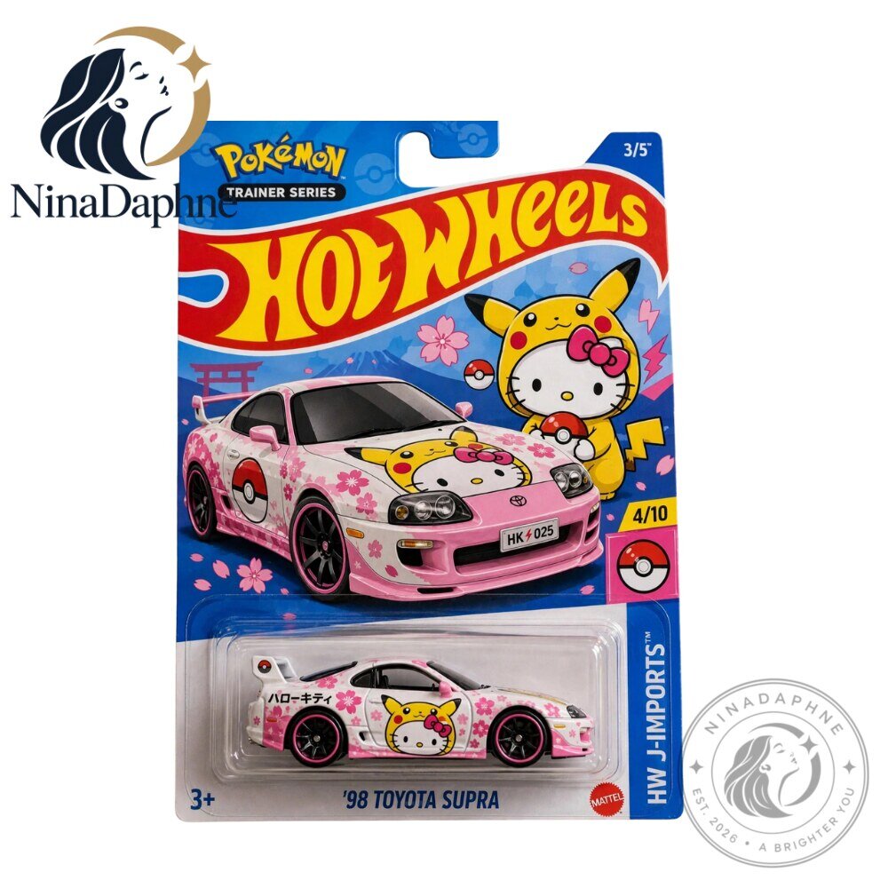 Hot Wheels Hello Kitty x Pokemon Pikachu 1998 Toyota Supra Diecast Car