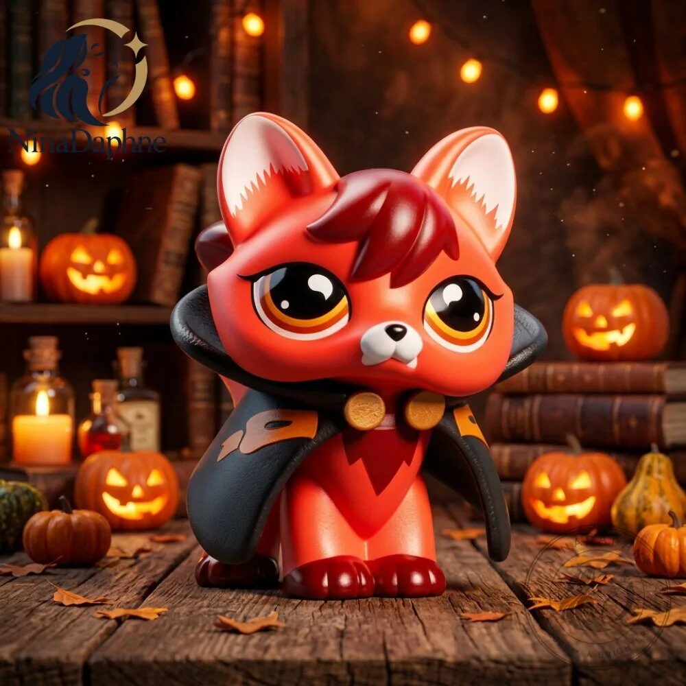 Littlest Pet Shop LPS Boos & Bows Halloween Vampire Fox Figure Gen 7 8 Littlest Pet Shop LPS Boos & Bows Halloween Vampire Fox Figure Gen 7