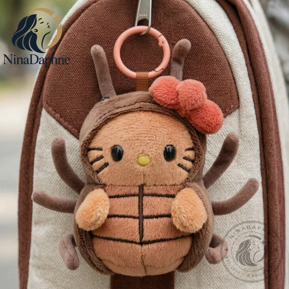 Hello Kitty Cockroach Plush Keychain Brown Bug Bag