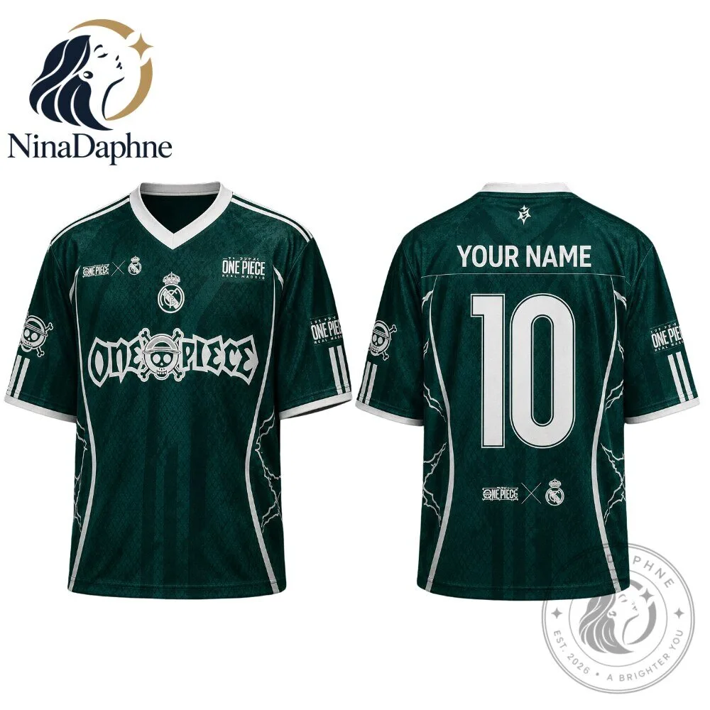 Real Madrid x ONE PIECE Dark Green Football Jersey - Custom Name Number