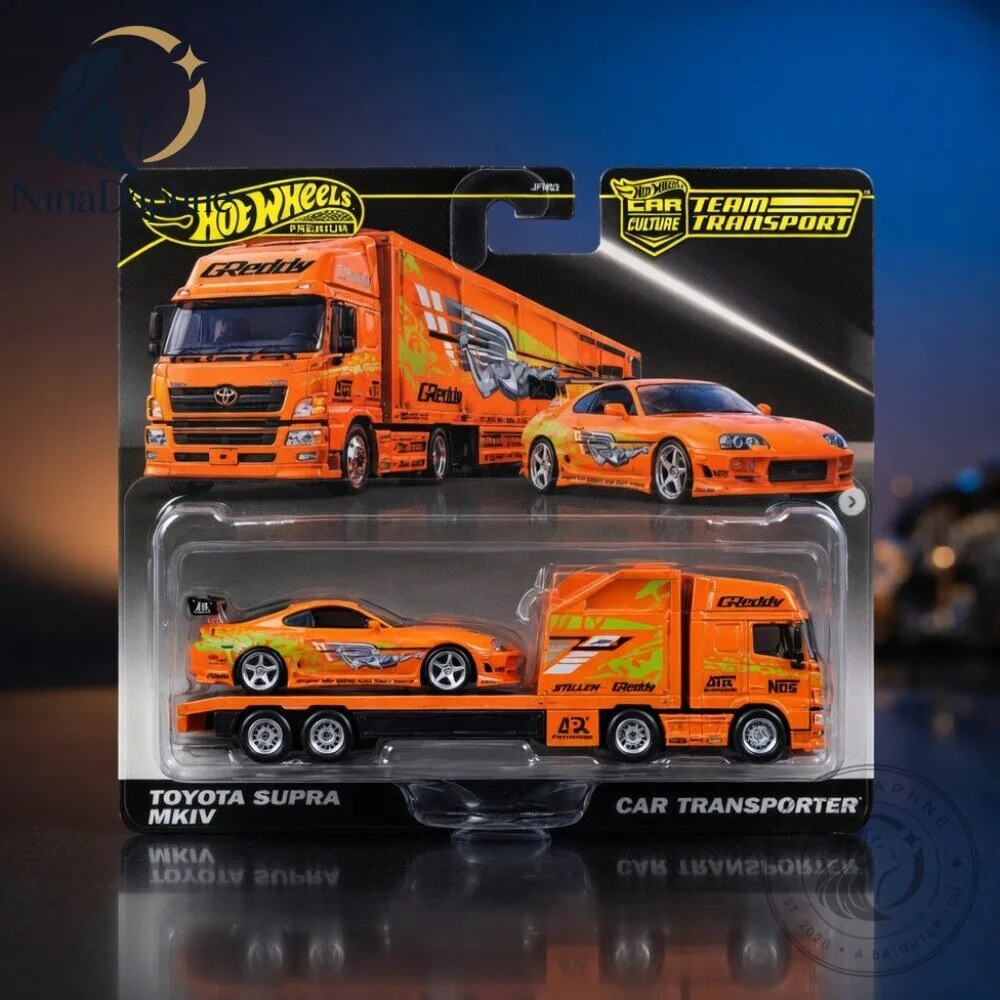 Hot Wheels Premium Toyota Supra MK4 Car Transporter Team Transport Die Cast Set