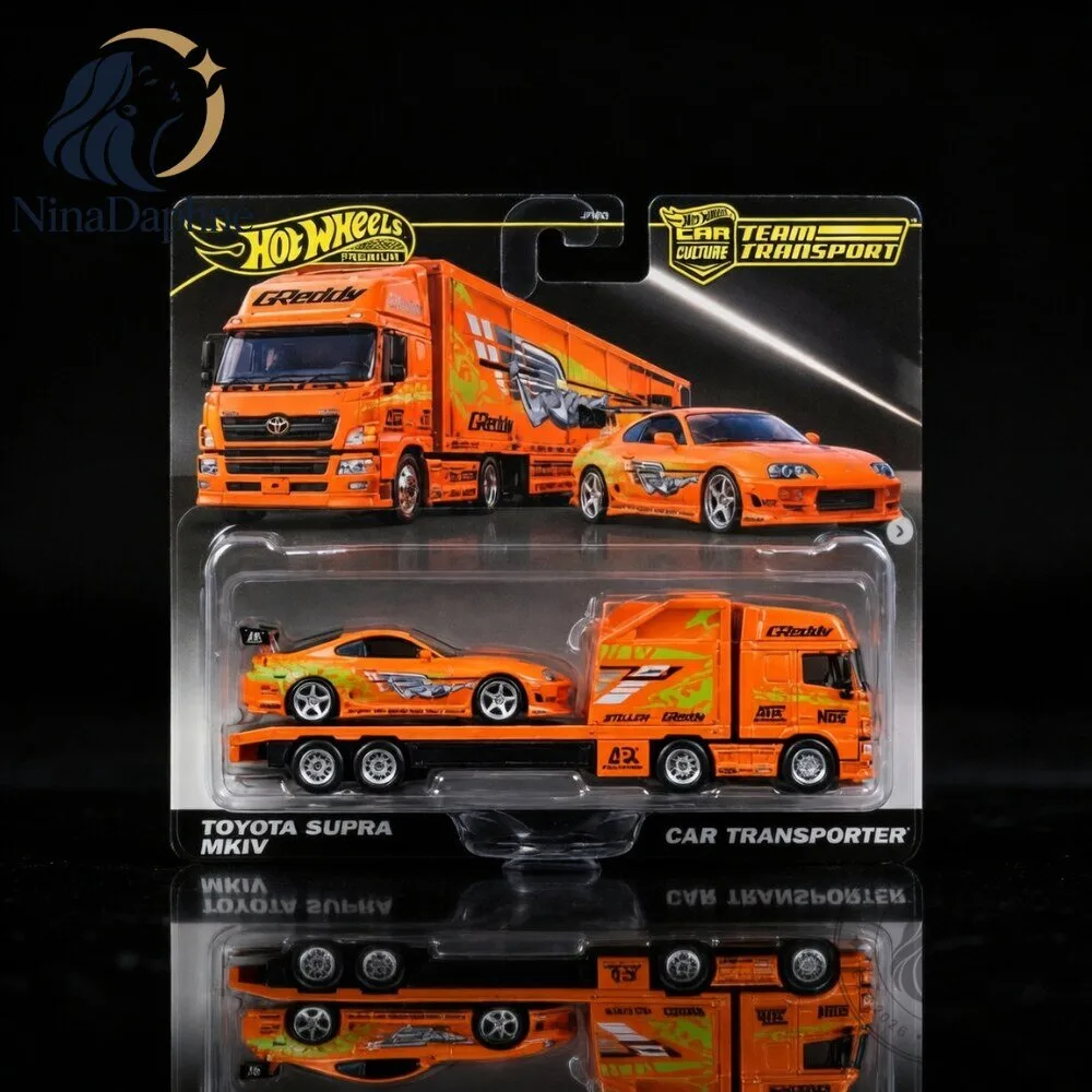 Hot Wheels Premium Toyota Supra MK4 Car Transporter Team Transport Die Cast Set 10 Hot Wheels Premium Toyota Supra MK4 Car Transporter Team Transport Die Cast Set
