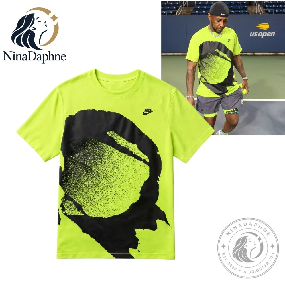 Fabolous Nike Challenge Court Fireball T Shirt Neon Yellow Tennis Graphic