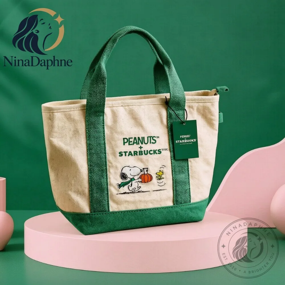 Peanuts x Starbucks Snoopy Canvas Tote Bag 8 Peanuts x Starbucks Snoopy Canvas Tote Bag