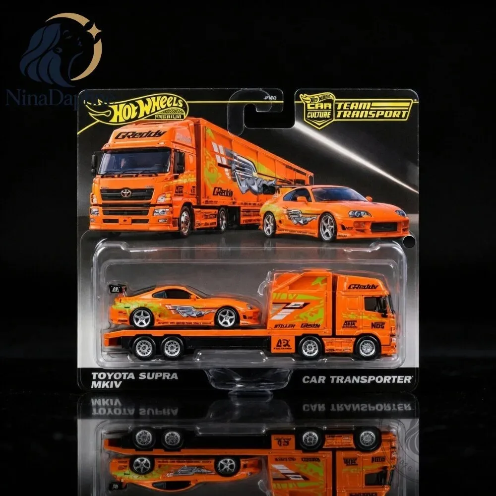 Hot Wheels Premium Toyota Supra MK4 Car Transporter Team Transport Die Cast Set