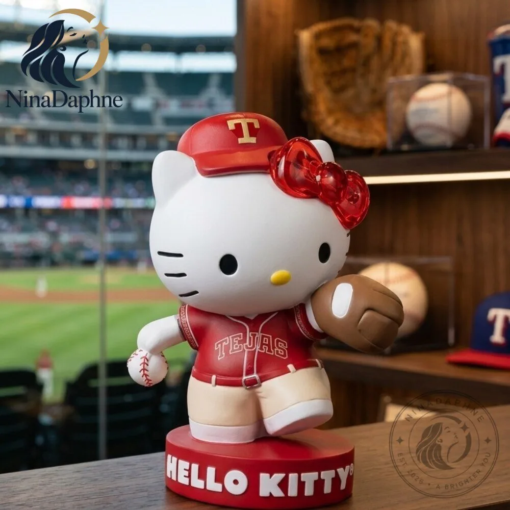 Hello Kitty x Texas Rangers City Connect Bobblehead Figurine PLAY BALL Night at Globe Life Field 8 Hello Kitty x Texas Rangers City Connect Bobblehead Figurine PLAY BALL Night at Globe Life Field