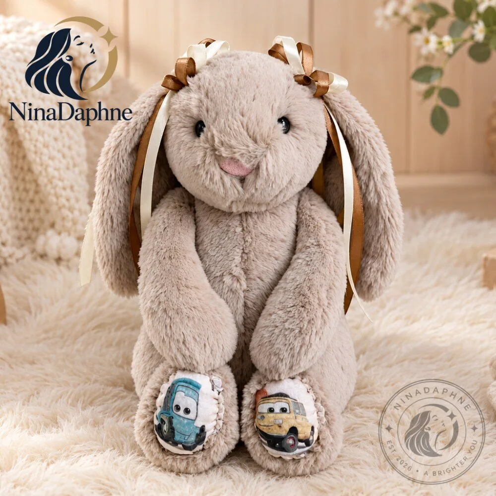 Beige Jellycat Bunny Plush Toy Car Movie Inspired