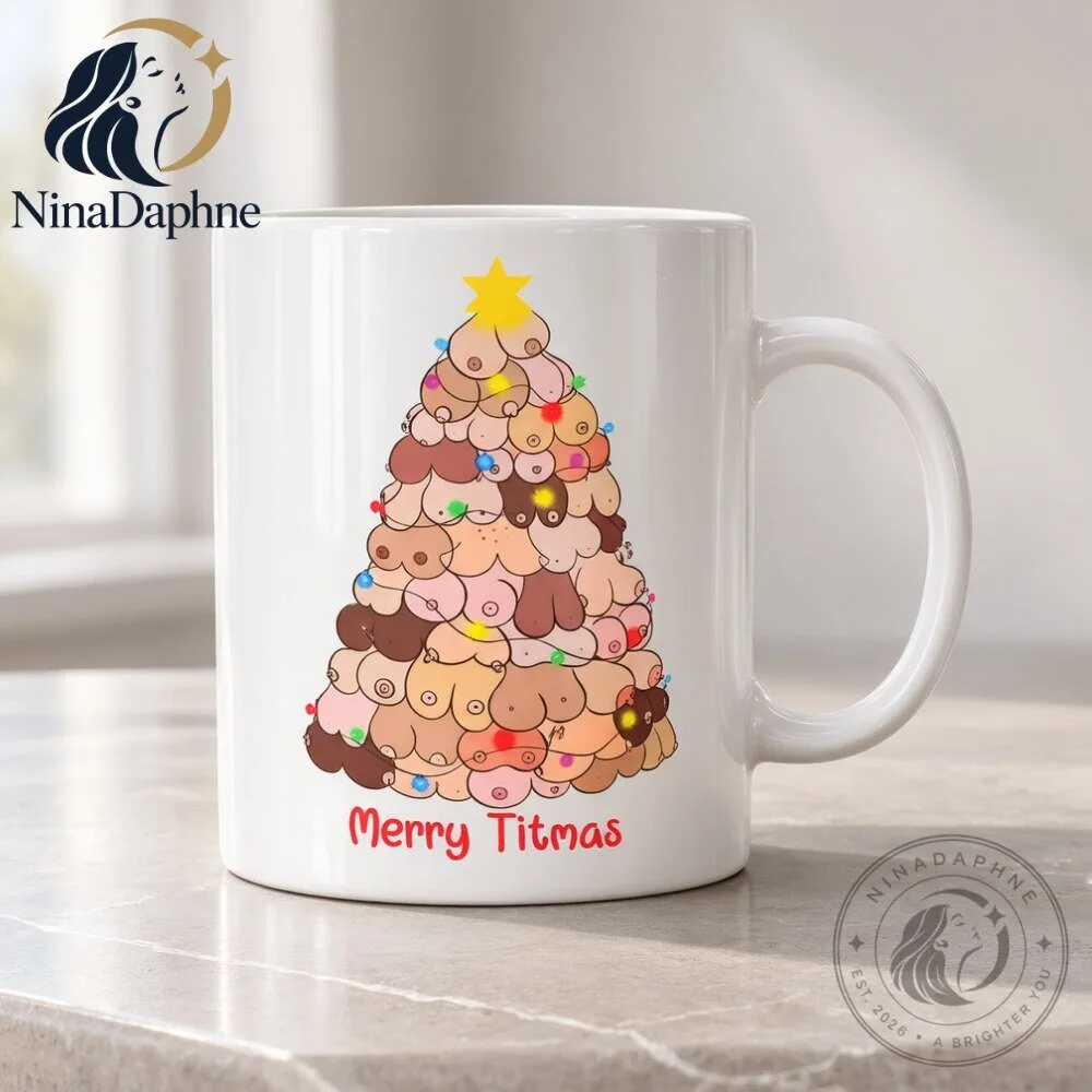Merry Titmas Funny Christmas Cat Tree Coffee Mug