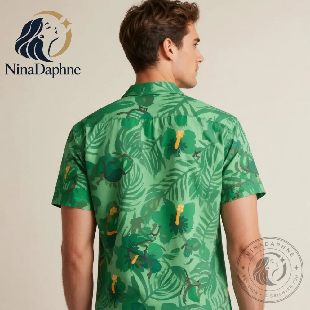 Green Tropical Beetle Hawaiian Shirt Short Sleeve Button Up 10 Green Tropical Beetle Hawaiian Shirt Short Sleeve Button Up
