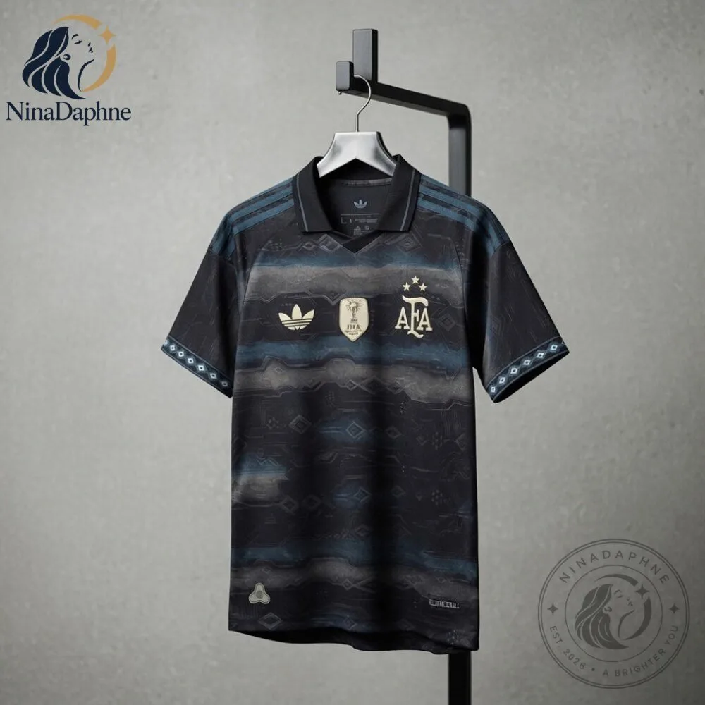 Argentina x Adidas Estancia Dark Charcoal Jacquard Football Jersey 6 Argentina x Adidas Estancia Dark Charcoal Jacquard Football Jersey