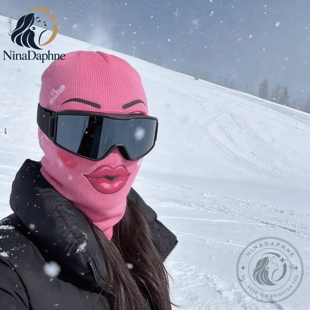 pink Lip Print Ski Mask Balaclava Y2K Streetwear Snow Mask 11 pink Lip Print Ski Mask Balaclava Y2K Streetwear Snow Mask