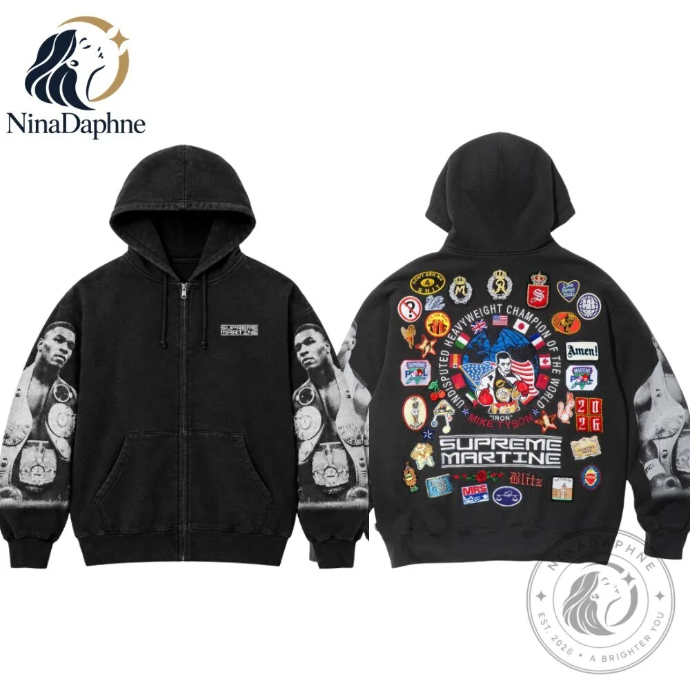 "Shop the Iconic Supreme x Martine Rose Mike Tyson Hoodie Now" 3 Supreme x Martine Rose Mike Tyson Heavyweight Champion Zip Up Hoodie