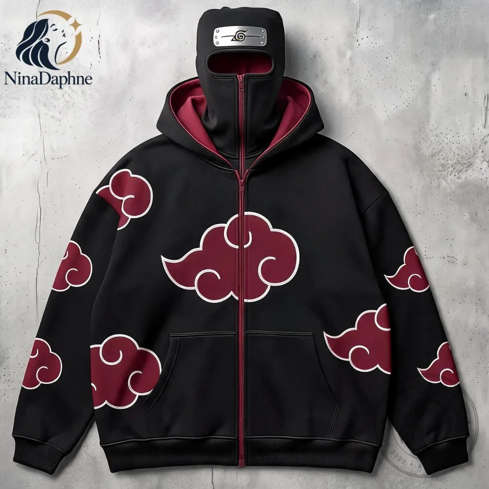 Naruto Akatsuki Cloud Zip Up Hoodie with Mask 8 Naruto Akatsuki Cloud Zip Up Hoodie with Mask