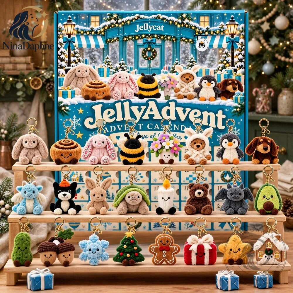 jellycat Christmas Advent Calendar 2026 24 Days Plush Keychain Set