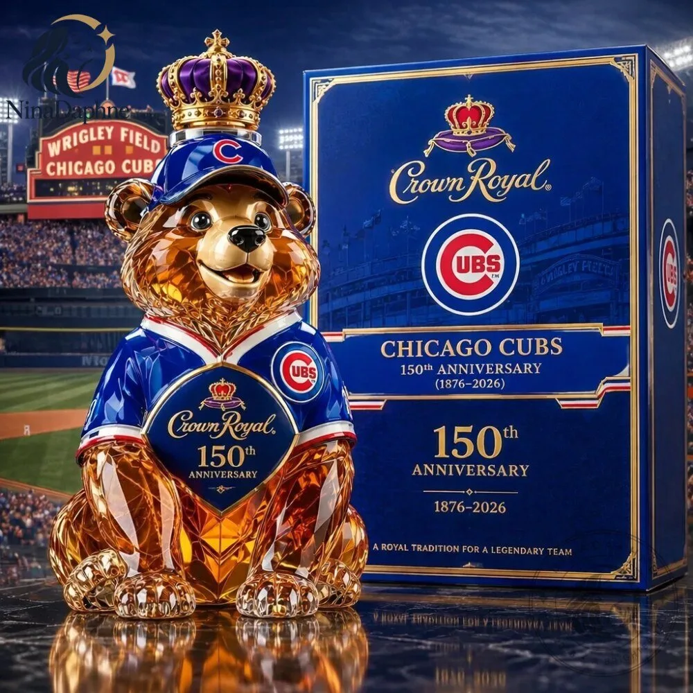 Chicago Cubs 150th Anniversary 2026 Crown Royal Crystal Bear Decanter Collectible 8 Chicago Cubs 150th Anniversary 2026 Crown Royal Crystal Bear Decanter Collectible