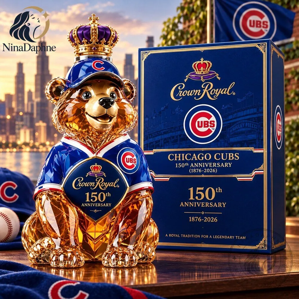 Chicago Cubs 150th Anniversary 2026 Crown Royal Crystal Bear Decanter Collectible 9 Chicago Cubs 150th Anniversary 2026 Crown Royal Crystal Bear Decanter Collectible