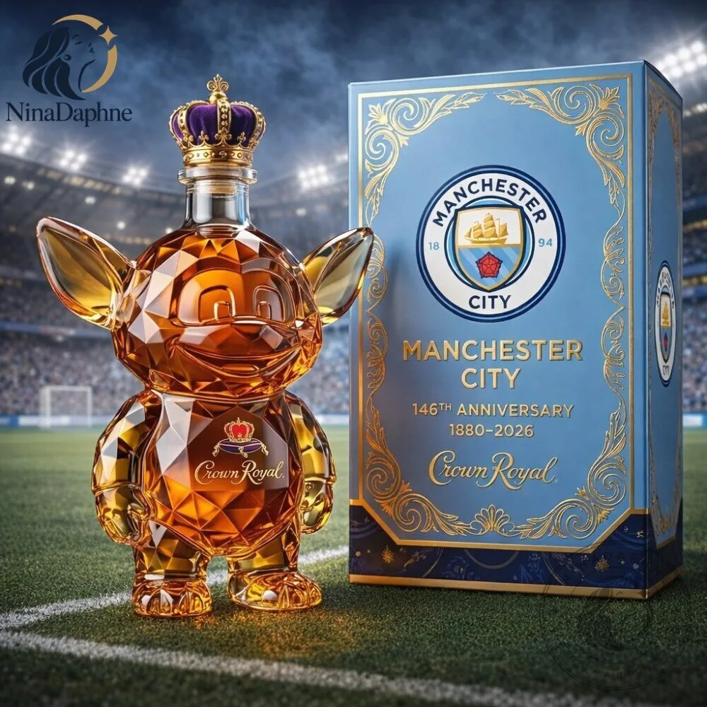 Manchester City 146th Anniversary 2026 Crown Royal Crystal Character Decanter 7 Manchester City 146th Anniversary 2026 Crown Royal Crystal Character Decanter